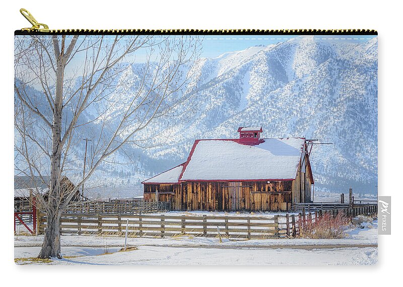 Barn Zip Pouch featuring the photograph Winter Barn by Steph Gabler