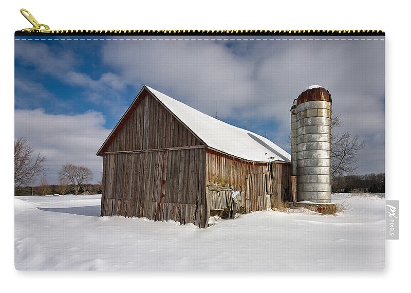 Cadillac Michigan Zip Pouch featuring the photograph Winter Barn by Steve L'Italien