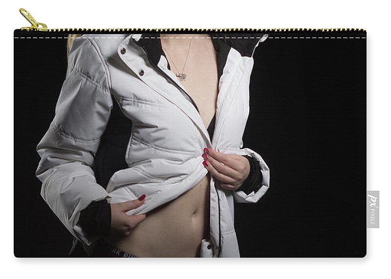 Sexy Carry-all Pouch featuring the photograph Winter Boudoir by La Bella Vita Boudoir