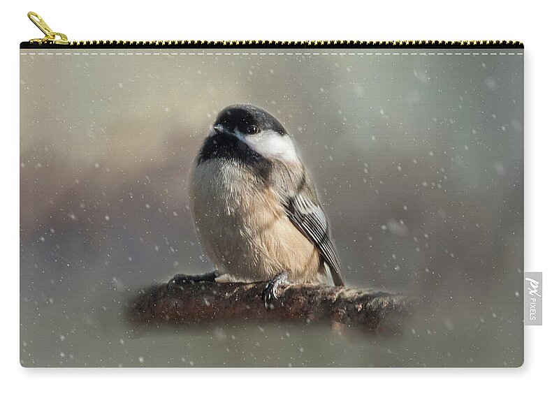 Song Bird Carry-all Pouch featuring the photograph Winter Chicadee by Cathy Kovarik