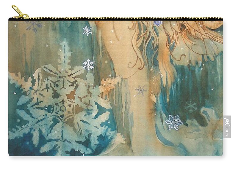 Blue-green Zip Pouch featuring the painting Winter by Elizabeth Carr