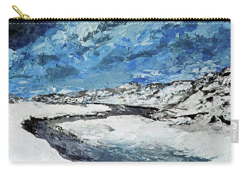 Landscape Zip Pouch featuring the painting Winter Filled Arroyo by Carl Owen