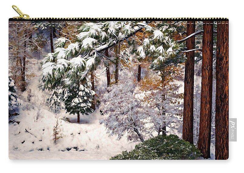 Background Zip Pouch featuring the photograph Winter Forest by Maria Coulson