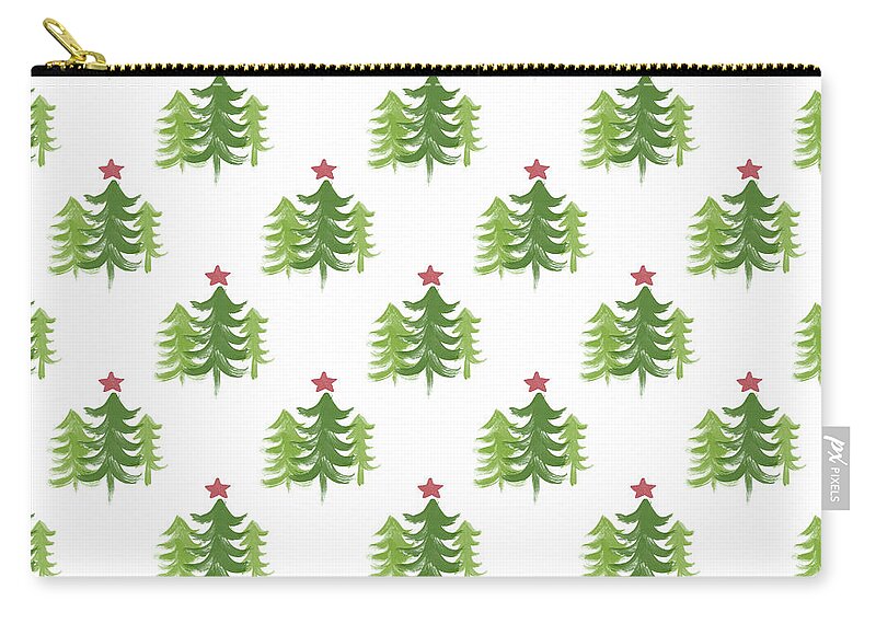 Winter Zip Pouch featuring the painting Winter Holiday Trees 2- Art by Linda Woods by Linda Woods