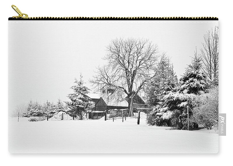 Winter Zip Pouch featuring the photograph Winter in Black and White Fleckl, Germany 2 by Tatiana Travelways