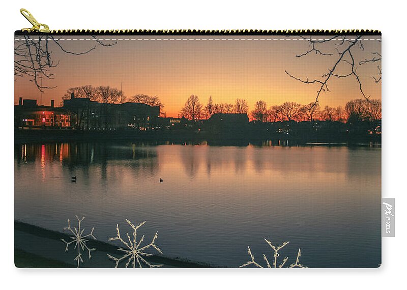 Barberton Zip Pouch featuring the photograph Winter in Btown by Darrell Foster