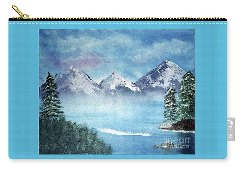 Lake Tahoe Zip Pouch featuring the painting Winter In Lake Tahoe by Artist Linda Marie