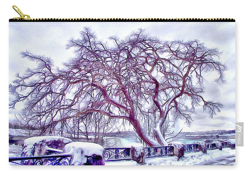 Tree Zip Pouch featuring the digital art Winter In Niagara 2 by Leslie Montgomery
