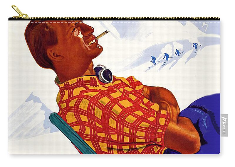Winter Zip Pouch featuring the painting WInter in Switzerland by Long Shot