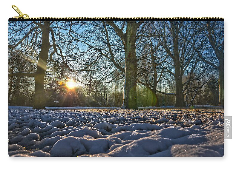 Sun Zip Pouch featuring the photograph Winter In The Park by Frans Blok