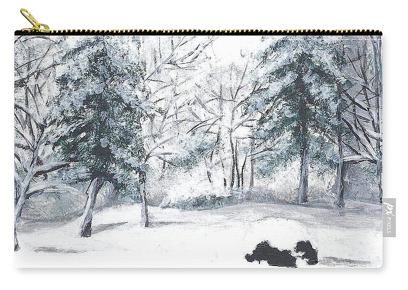 Winter Carry-all Pouch featuring the painting Winter in Weatogue by Dani McEvoy