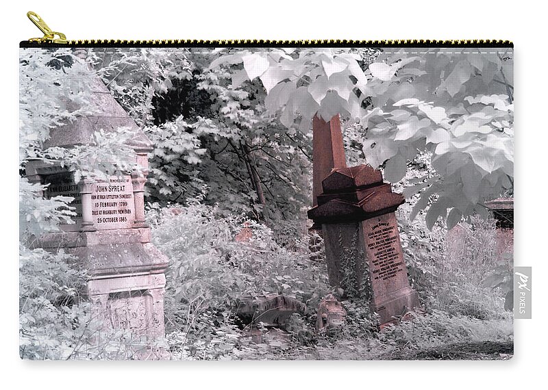 Tombs Zip Pouch featuring the photograph Winter infrared cemetery by Helga Novelli