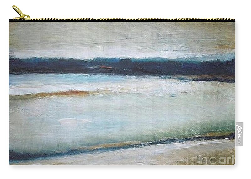 Landscape Zip Pouch featuring the painting Winter Lake by Vesna Antic