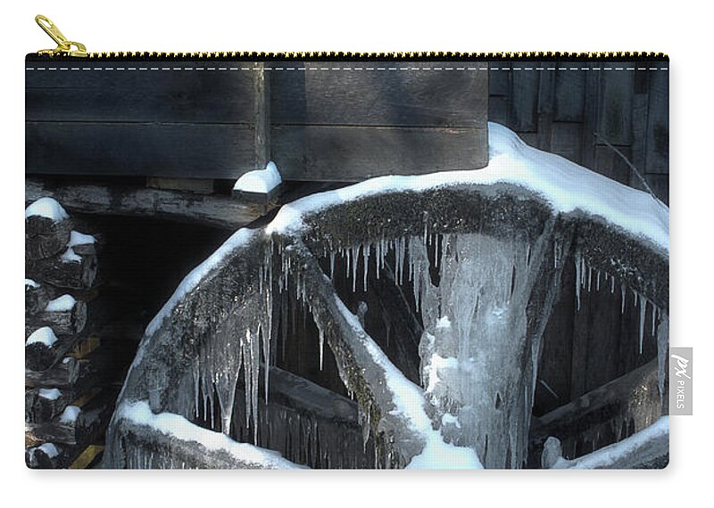 Grist Mill Zip Pouch featuring the photograph Winter Mil by Mike Eingle