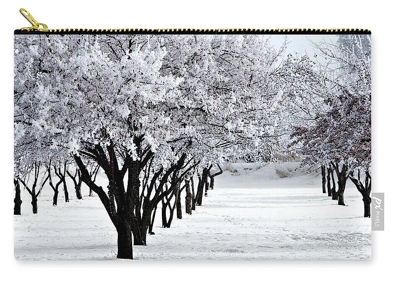 Frost Zip Pouch featuring the photograph Winter Orchard by David Andersen