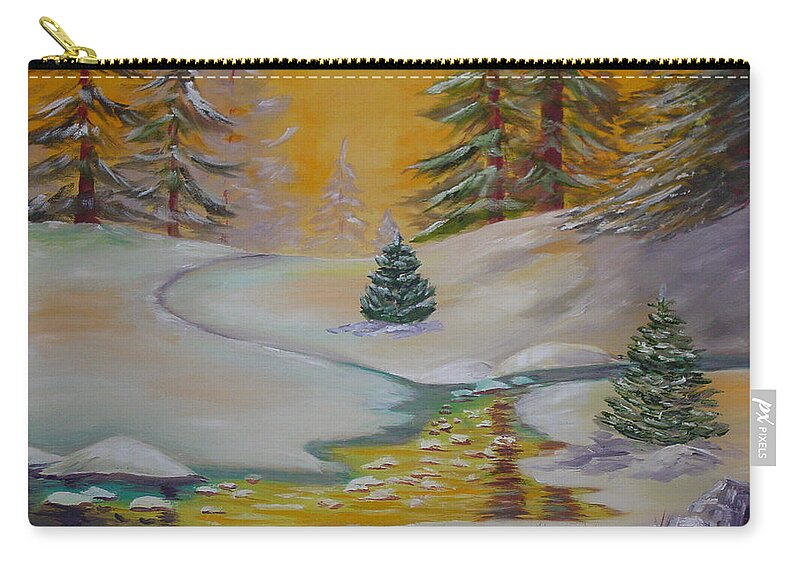 Winter Zip Pouch featuring the painting Winter by Quwatha Valentine