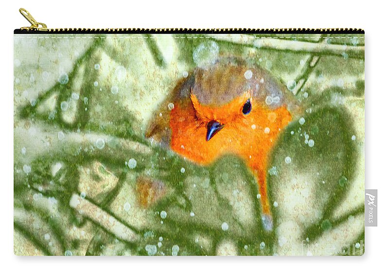 Winter Zip Pouch featuring the photograph Winter Robin by LemonArt Photography