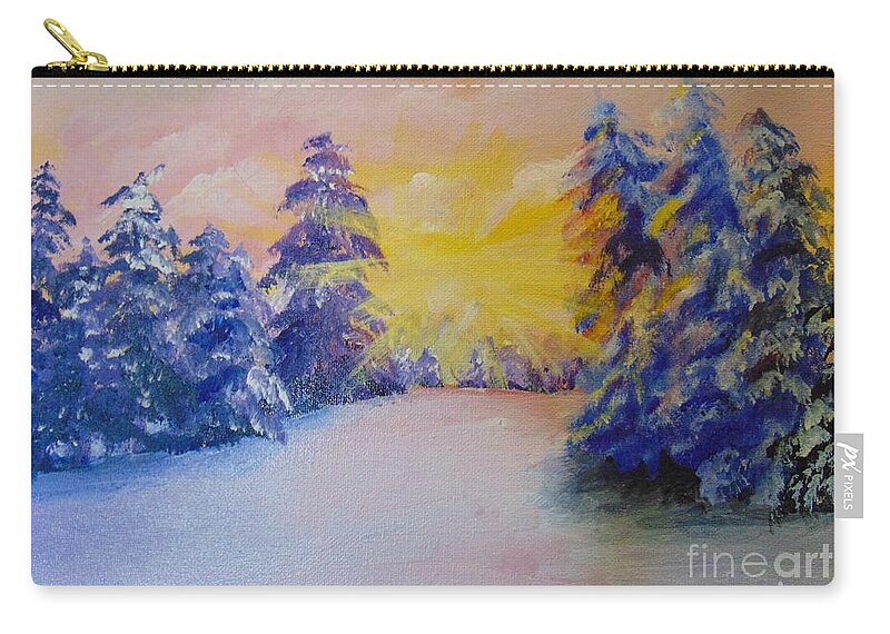 Winter Zip Pouch featuring the painting Winter by Saundra Johnson