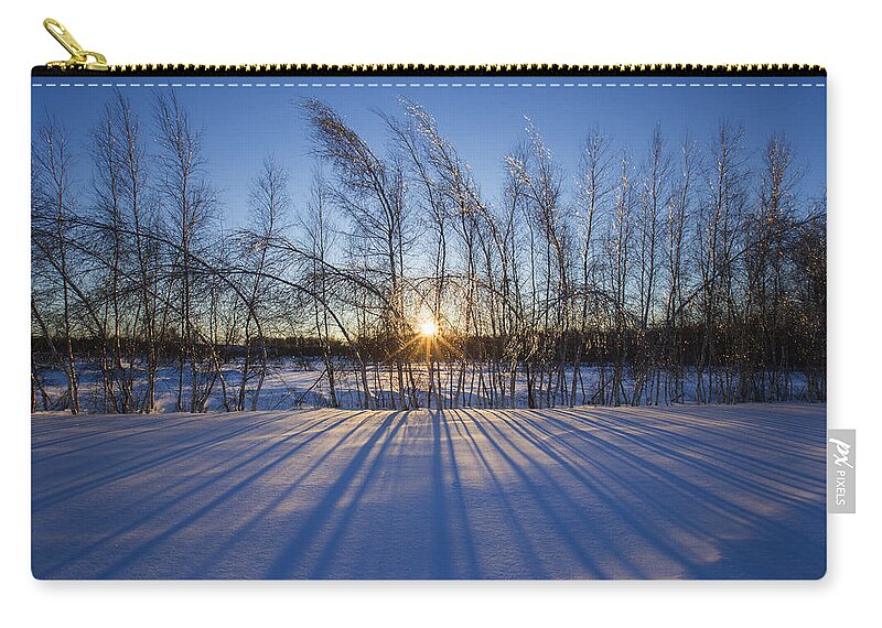 Winter Shadows Winter Zip Pouch featuring the photograph Winter Shadows by Mircea Costina Photography
