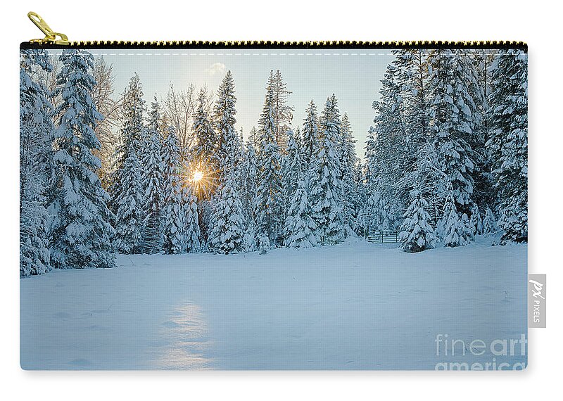 Boundary County Zip Pouch featuring the photograph Winter Sunset by Idaho Scenic Images Linda Lantzy