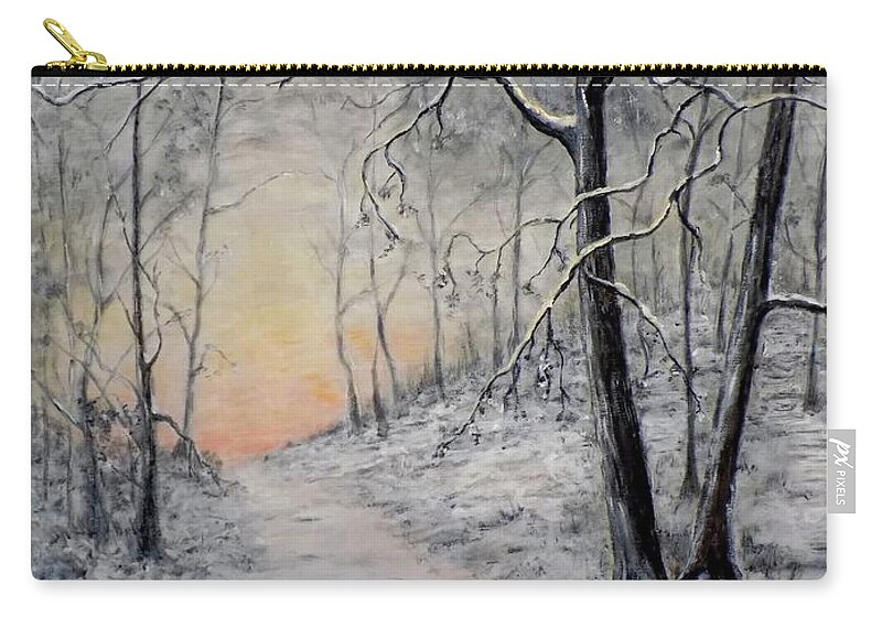 Winter Zip Pouch featuring the painting Winter Sunset by Judy Kirouac