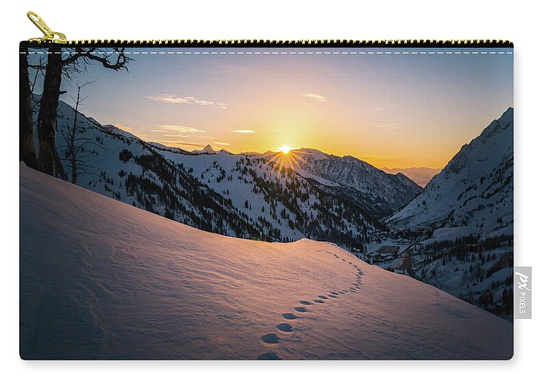 Utah Zip Pouch featuring the photograph Winter Sunset over Little Cottonwood Canyon by James Udall