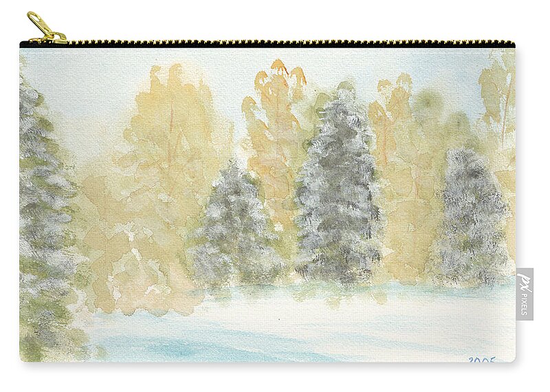 Winter Zip Pouch featuring the painting Winter Trees by Ken Powers