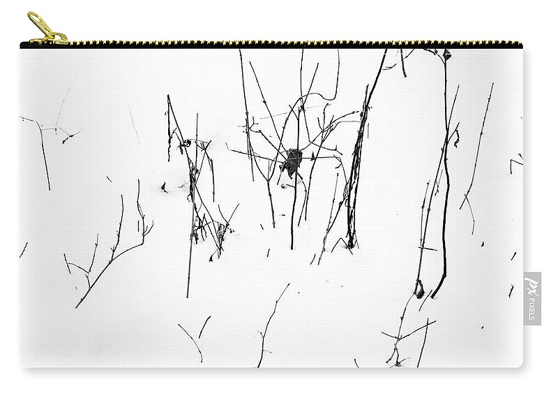 Twig Zip Pouch featuring the photograph Winter Twigs 2 High Contrast by Mary Bedy