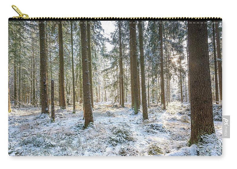 Blue Zip Pouch featuring the photograph Winter Wonderland by Hannes Cmarits