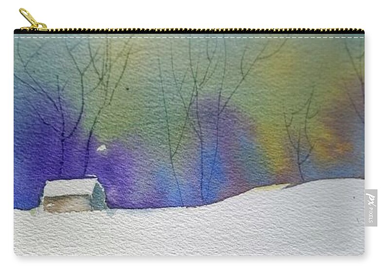 Abstract Winter Landscape In Watercolor Zip Pouch featuring the painting Winter Woods by Eunice Miller