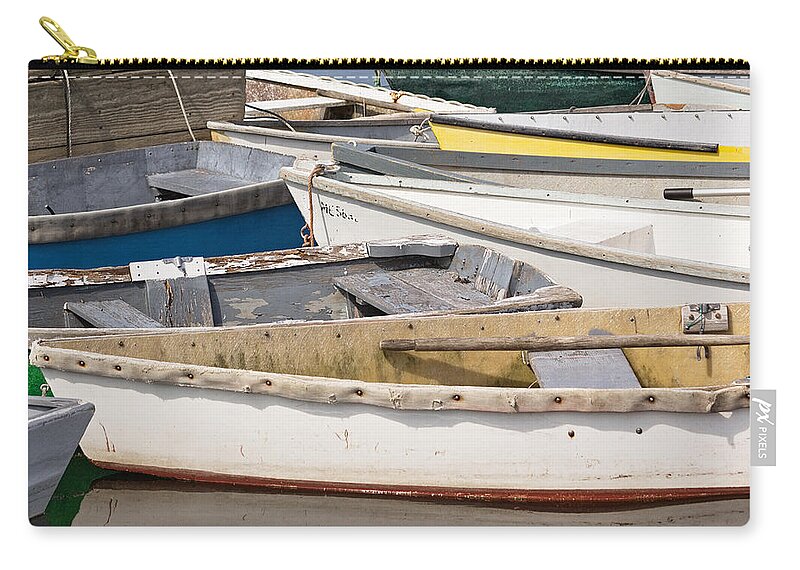 Harbor Zip Pouch featuring the photograph Winterport Dories Abstract by Peter J Sucy