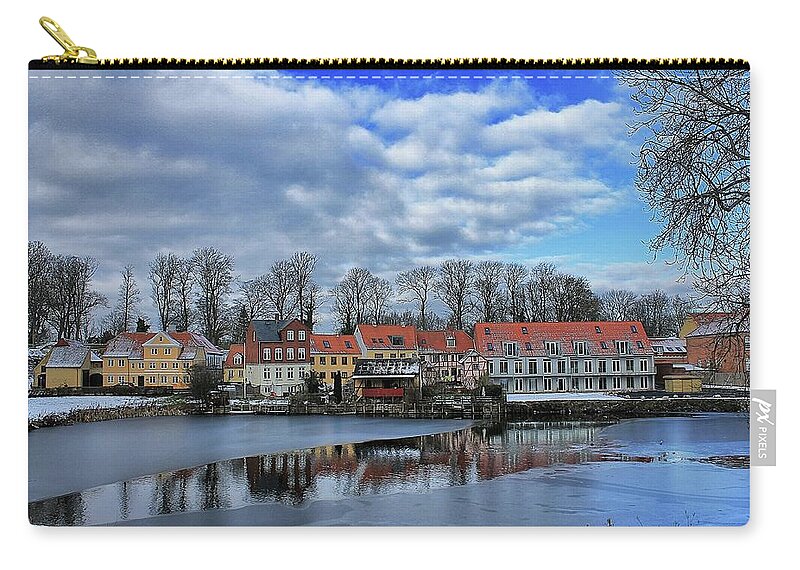 Denmark Zip Pouch featuring the photograph Wintry Nyborg by Ingrid Dendievel