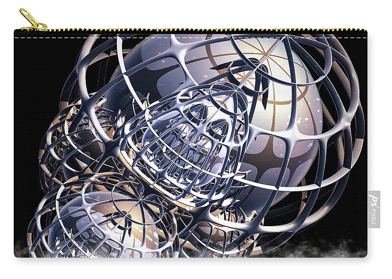 Fractal Zip Pouch featuring the digital art Wire Frame Fractal by Melissa Messick