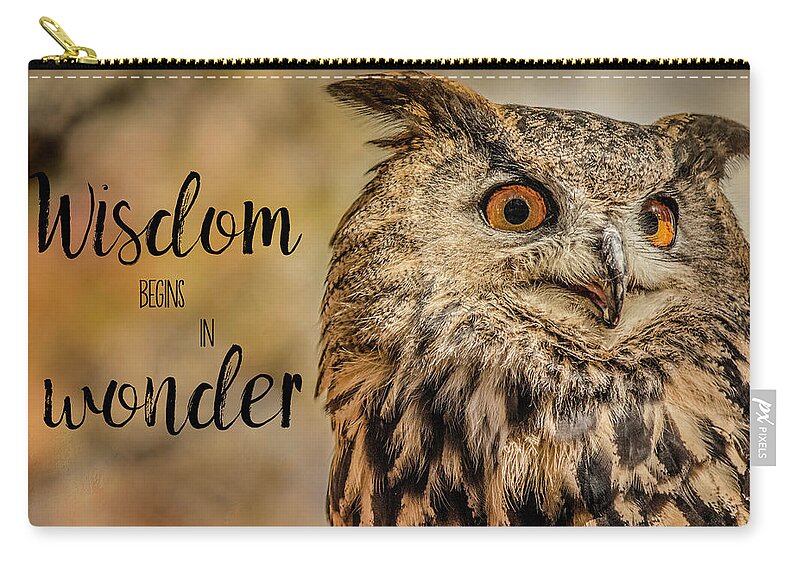 Animal Zip Pouch featuring the photograph Wisdom Begins in Wonder by Teresa Wilson