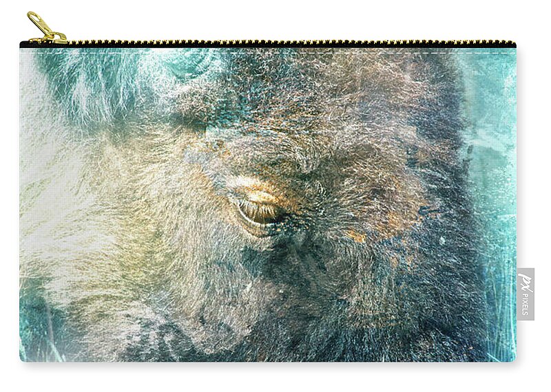 Bison Zip Pouch featuring the photograph Wise Beast by Janie Johnson