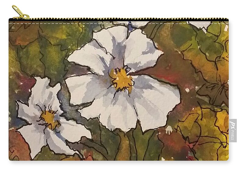 Flowers Zip Pouch featuring the painting Wishing This Could Heal Your Heart by Cheryl Wallace