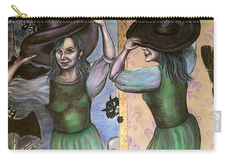 Witch Zip Pouch featuring the drawing Witch by Ella Boughton