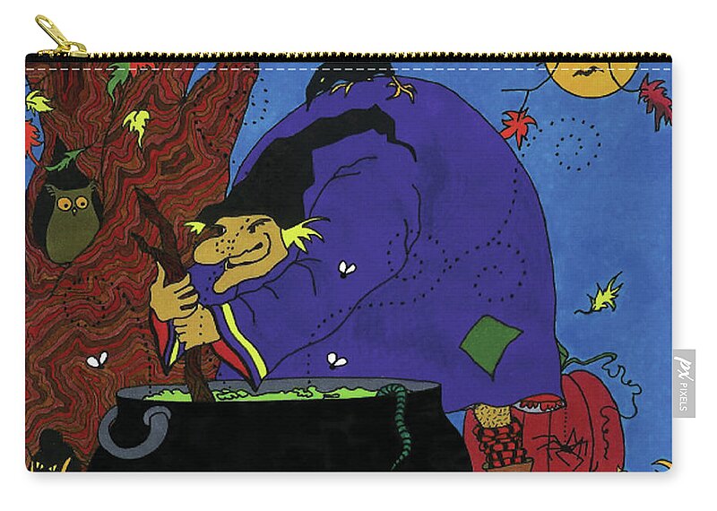 Witch Zip Pouch featuring the drawing Witch's Brew by Michele Sleight