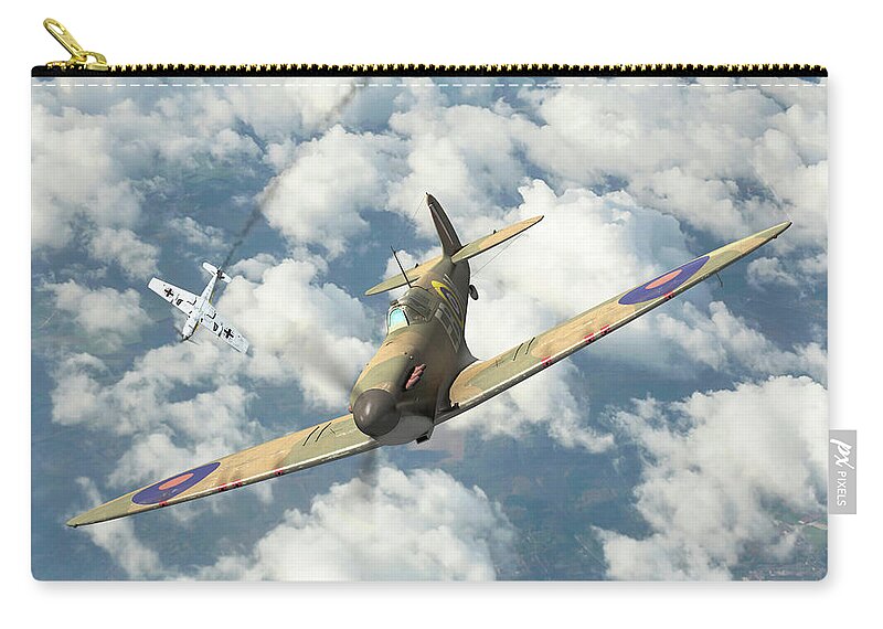 Royal Air Force Zip Pouch featuring the digital art Wolf At The Gates by Mark Donoghue