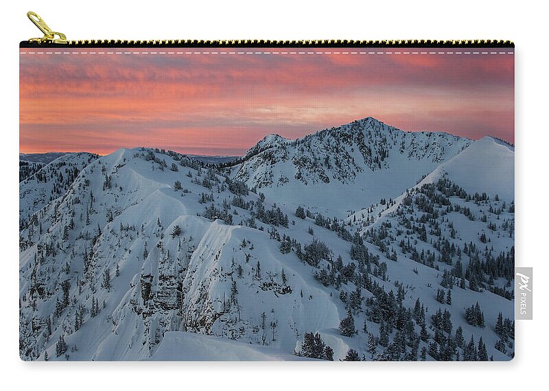 Utah Zip Pouch featuring the photograph Wolverine Cirque Sunrise - Little and Big Cottonwood Canyons by Brett Pelletier