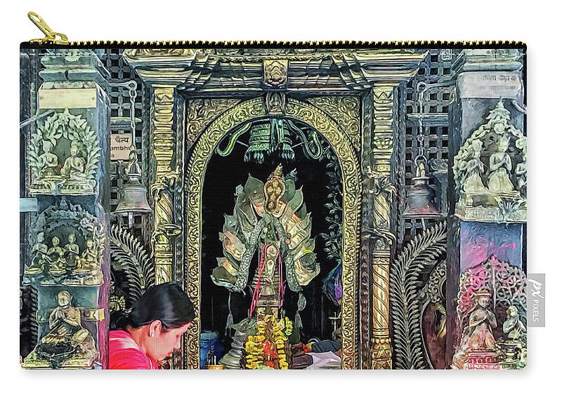 Ancient Zip Pouch featuring the photograph Woman Performing Ceremony by Maria Coulson