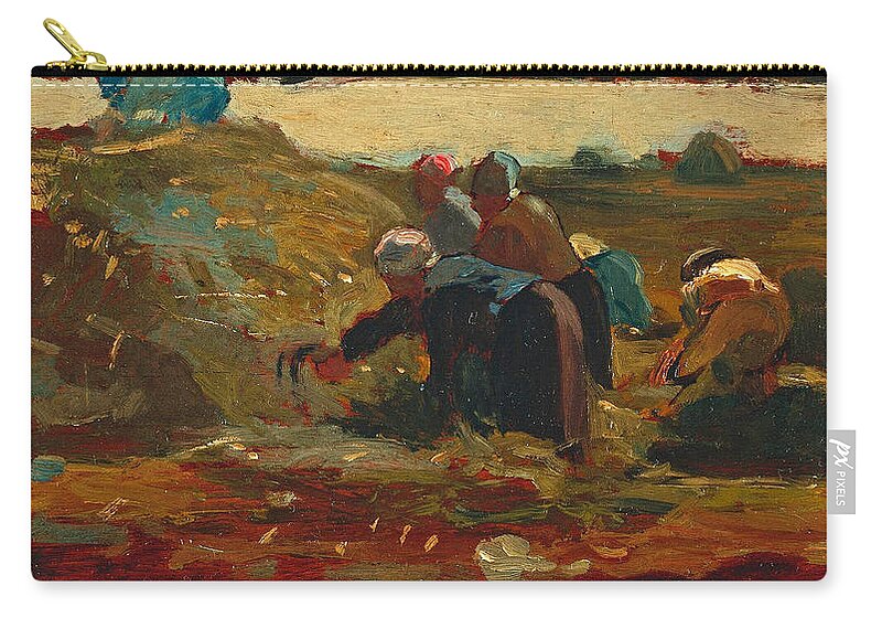 Winslow Homer Zip Pouch featuring the painting Women Working in a Field by Winslow Homer