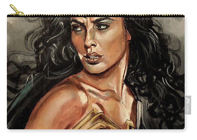 Wonder Woman Zip Pouch featuring the painting Wonder Woman by Joel Tesch