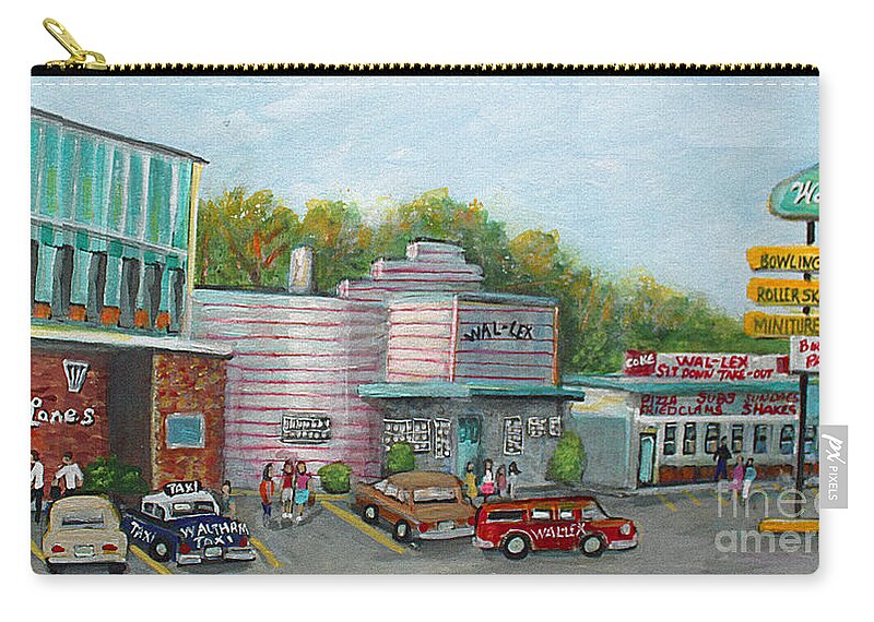 Painting Of Waltham Zip Pouch featuring the painting Wonderful Memories of the Wal-Lex by Rita Brown