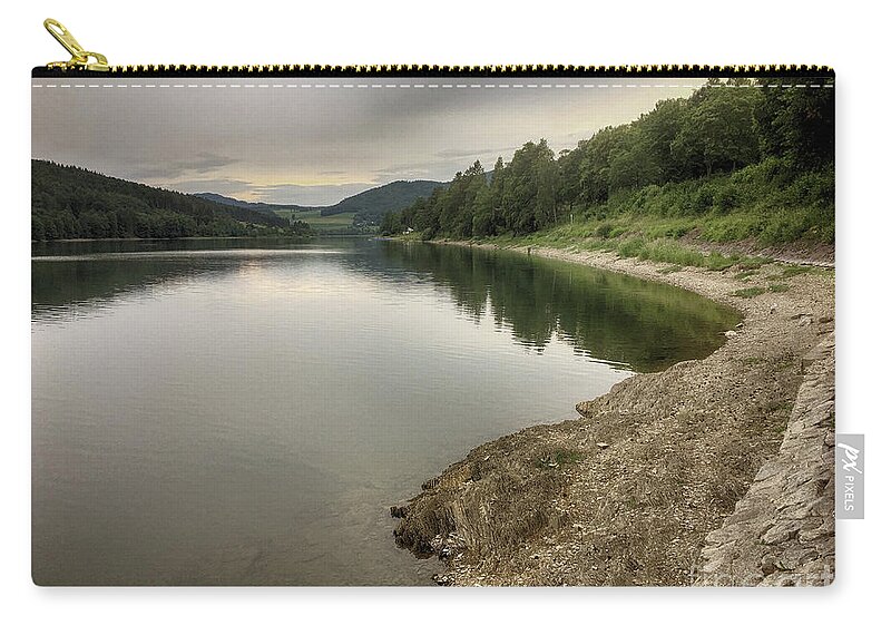 Diemelsee Zip Pouch featuring the photograph Wonderfully calm lake - Abendstimmung am Diemelsee by Eva-Maria Di Bella