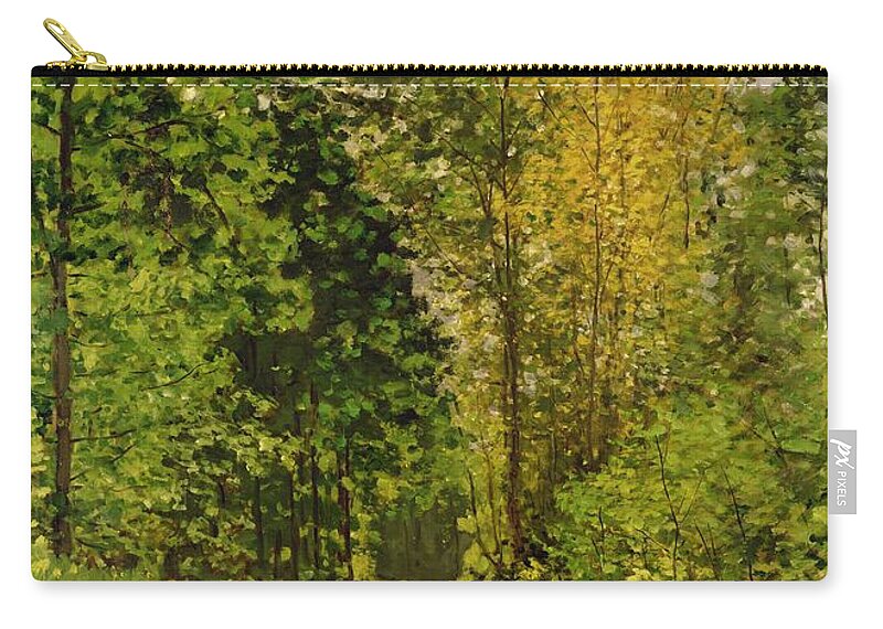 Wooded Path Zip Pouch featuring the painting Wooded Path by Claude Monet