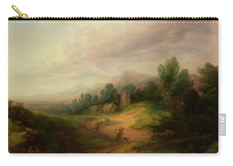 Painting Zip Pouch featuring the painting Wooded Upland Landscape                  by Mountain Dreams