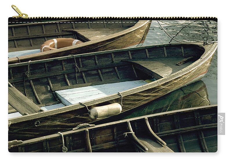 Boat Zip Pouch featuring the photograph Wooden Boats by Joana Kruse