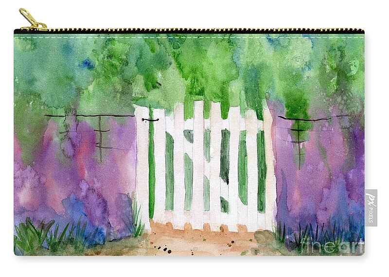 Gate Zip Pouch featuring the painting Wooden Gate by Julia Stubbe