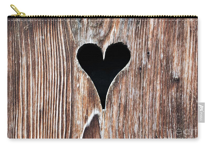 Door Zip Pouch featuring the photograph Wooden Heart by Nando Lardi